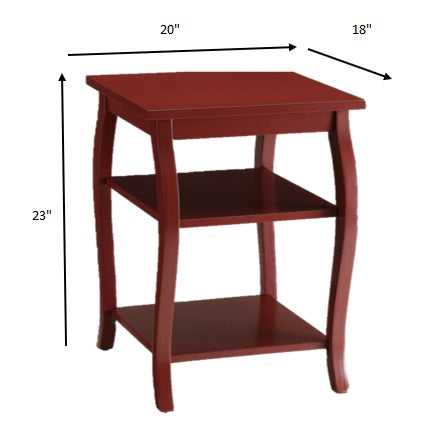 HomeRoots Pop of Color Red Square End Table With Bow Leg