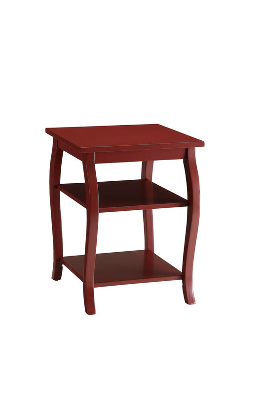 HomeRoots Pop of Color Red Square End Table With Bow Leg