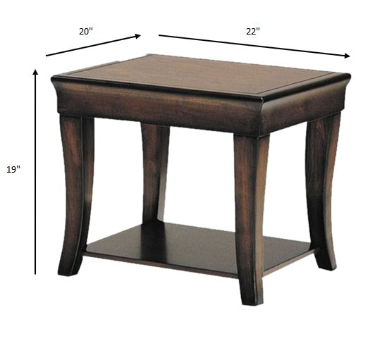 HomeRoots Poplar Wood and MDF End Table in Cherry Finish