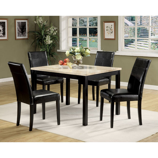 HomeRoots Portland White Faux Marble And Black Pack Dining Set In Set Of Five