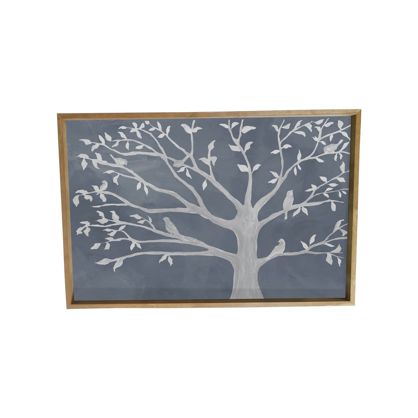 HomeRoots Pretty Gray and White Birds in Tree Framed Canvas Wall Art