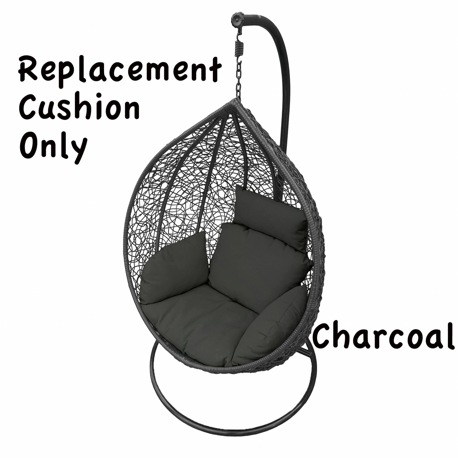 HomeRoots Primo Charcoal Indoor Outdoor Replacement Cushion for Egg Chair
