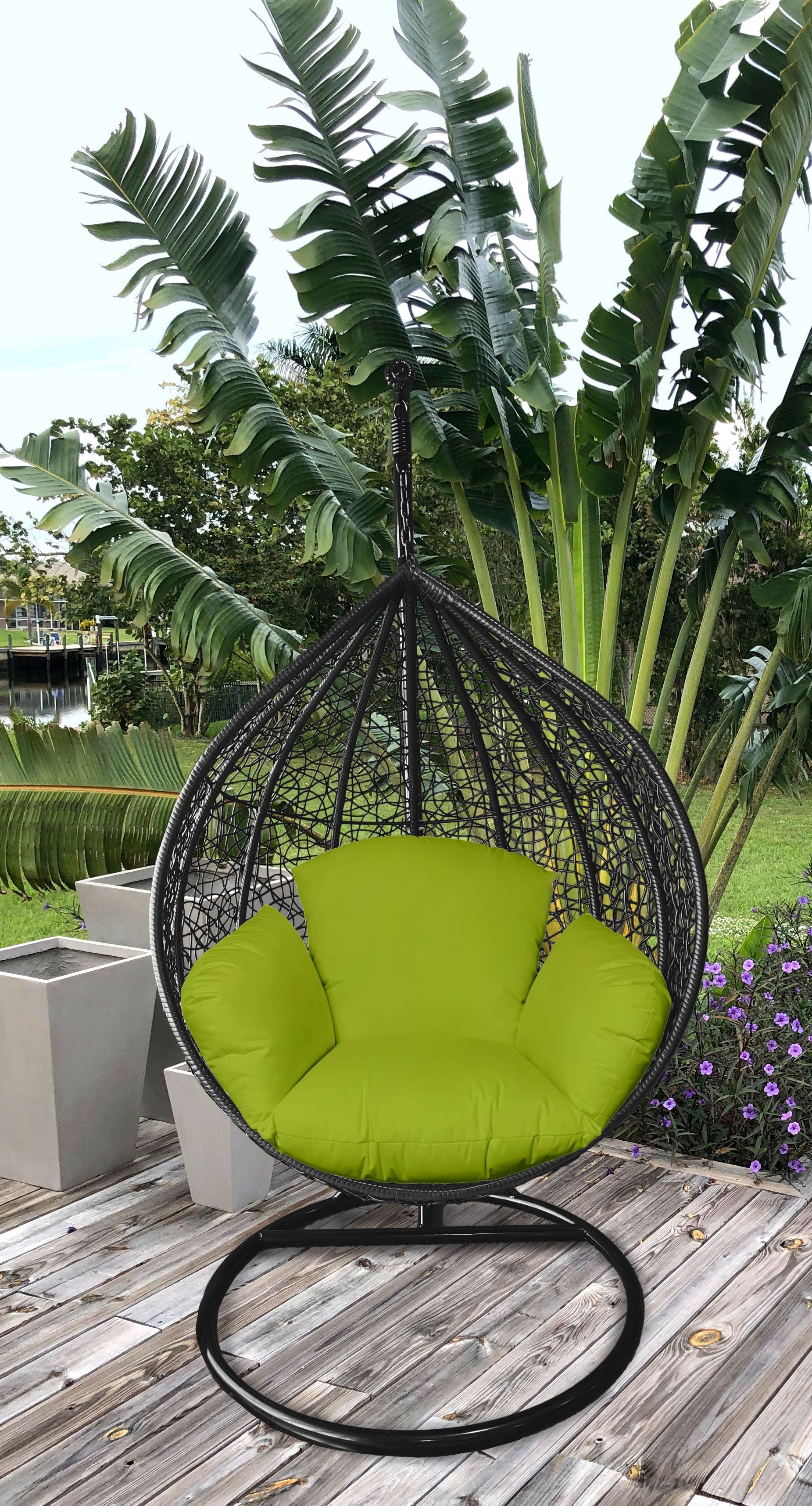 HomeRoots Primo Neon Green Indoor Outdoor Replacement Cushion for Egg Chair