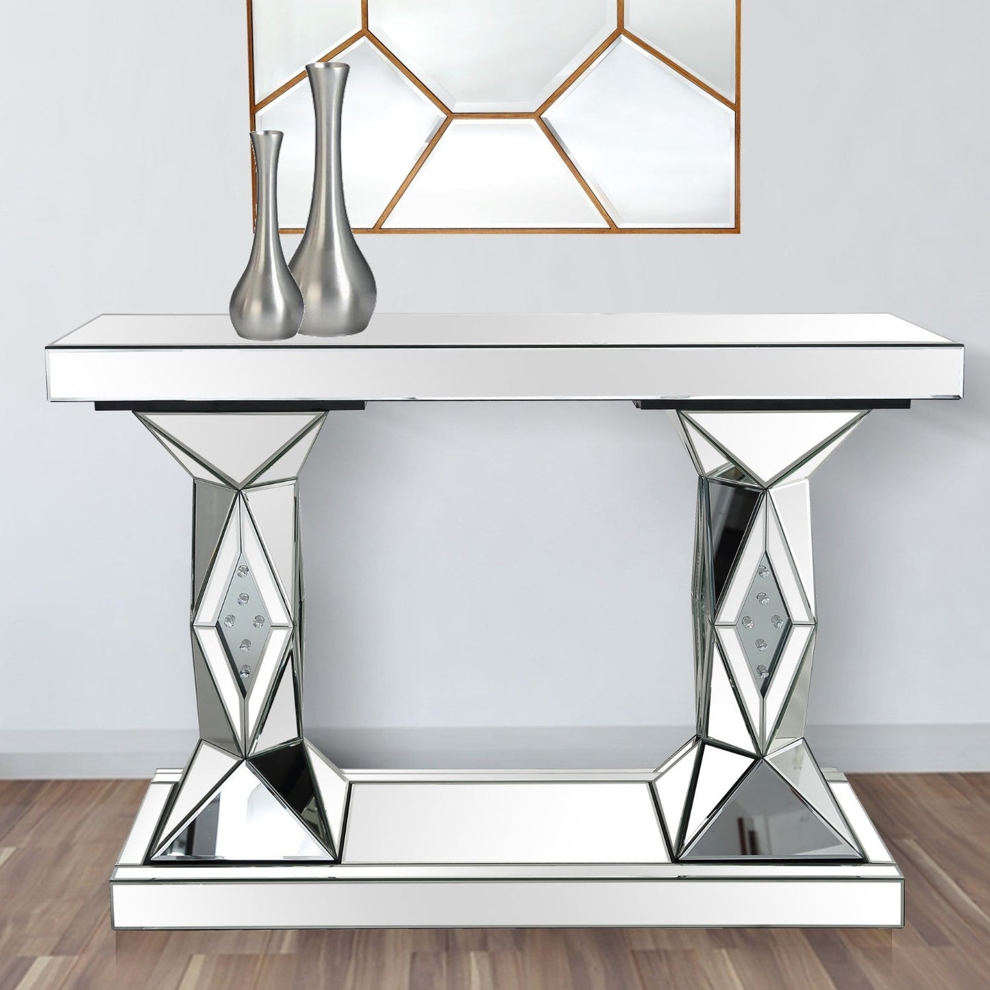 HomeRoots Prism Console Table in Silver Finish