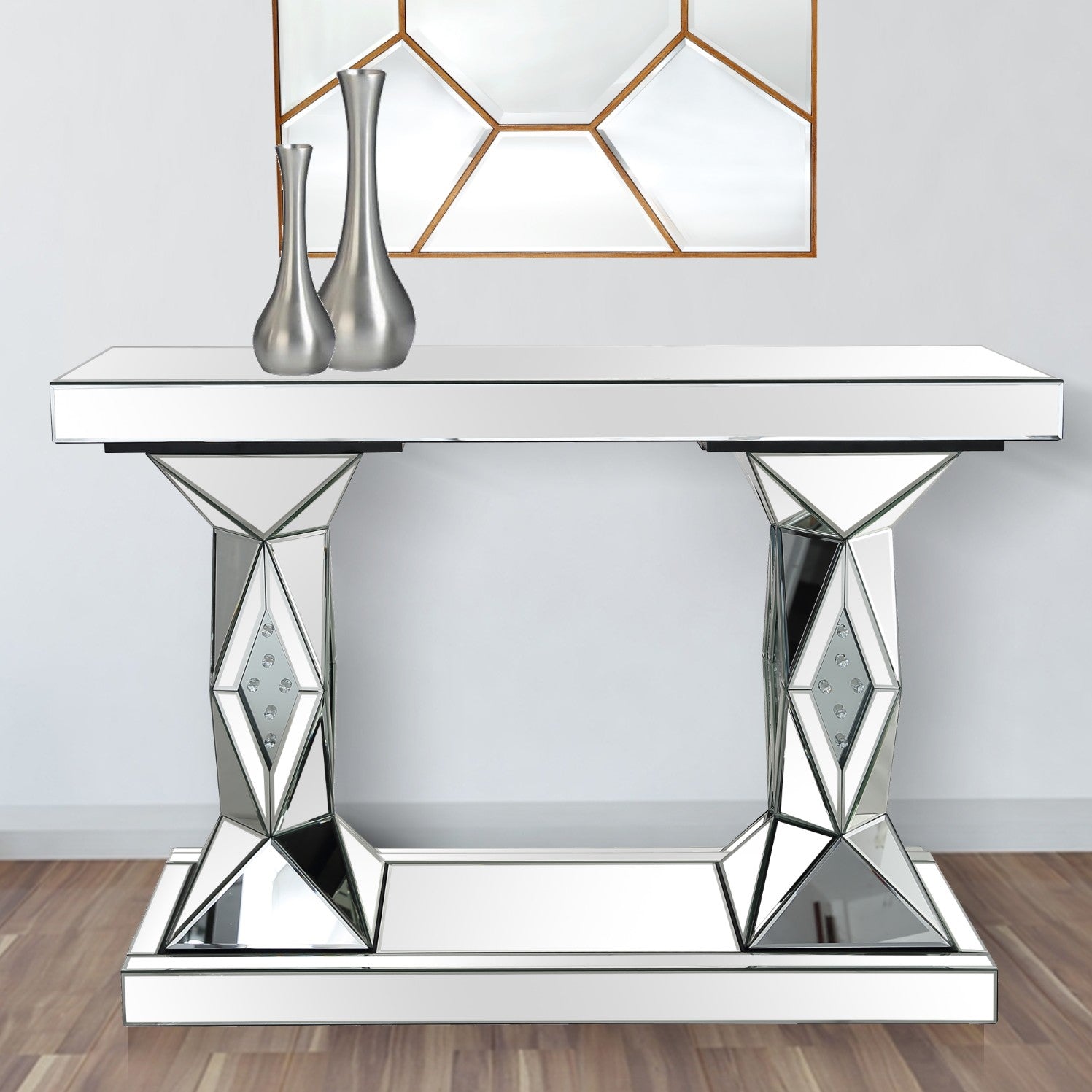 HomeRoots Prism Console Table in Silver Finish