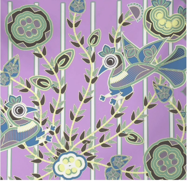 HomeRoots Purple Peacock Duo 80" x 68" Hanging Wall Tapestry