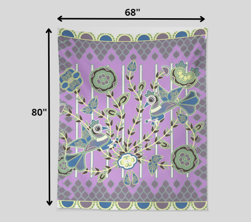 HomeRoots Purple Peacock Duo 80" x 68" Hanging Wall Tapestry