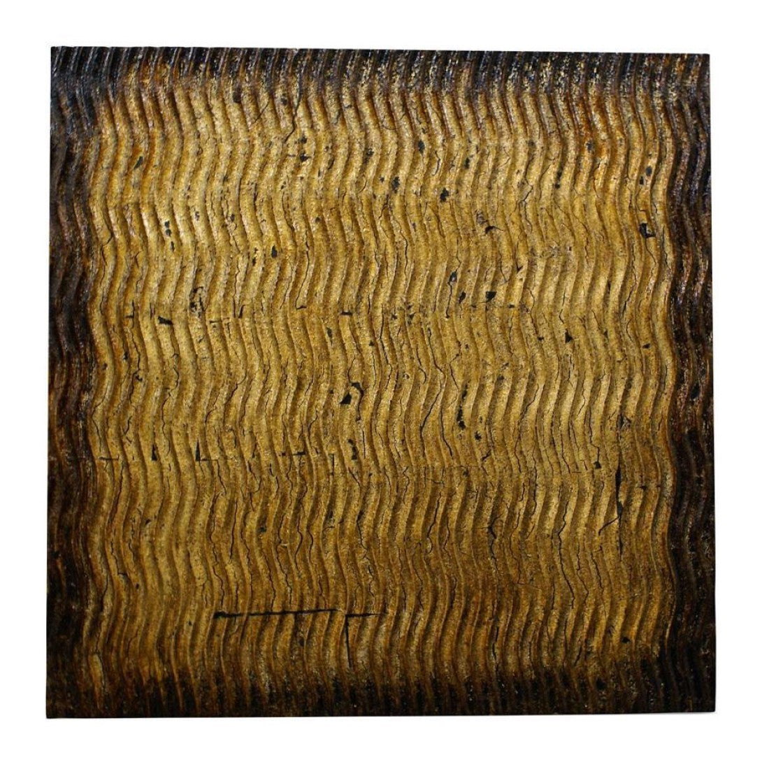 HomeRoots Raw Wood Look Gold Finish Square Wall Art Medium