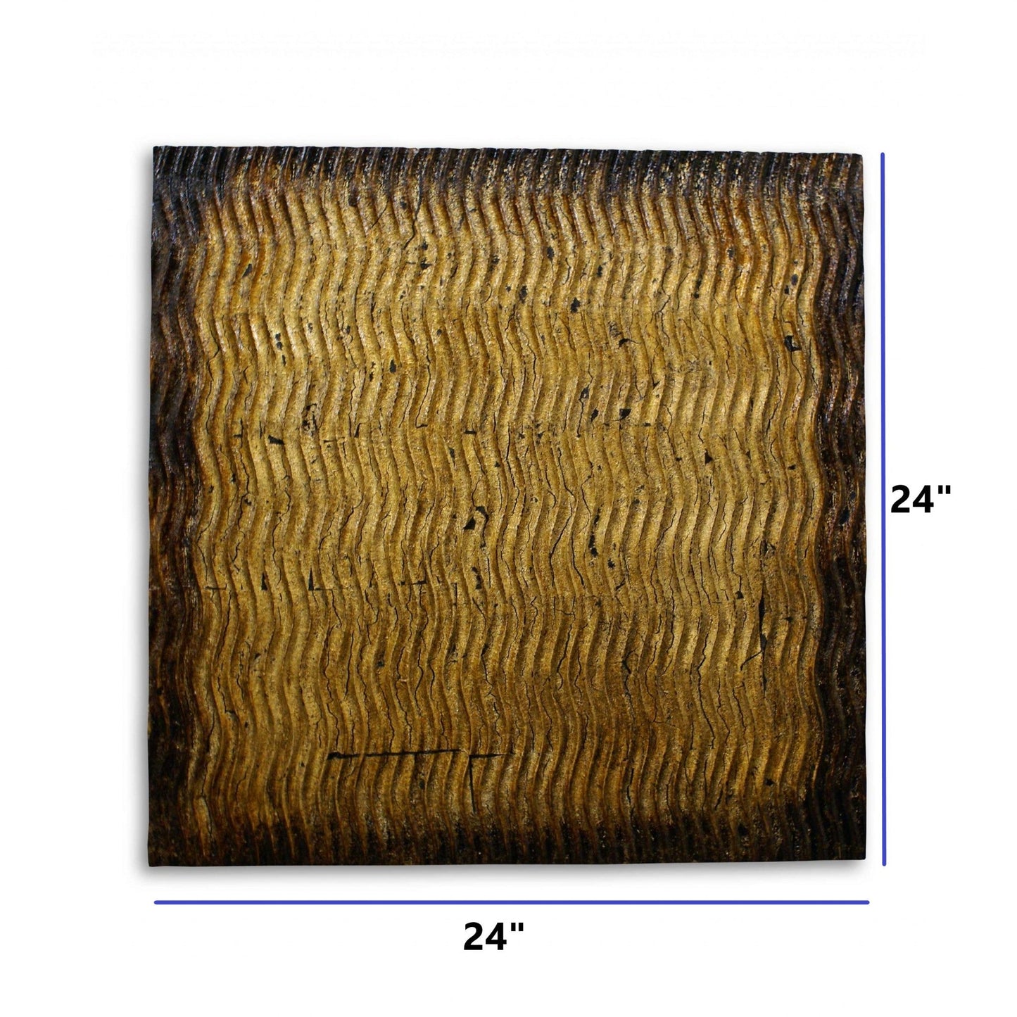 HomeRoots Raw Wood Look Gold Finish Square Wall Art Medium