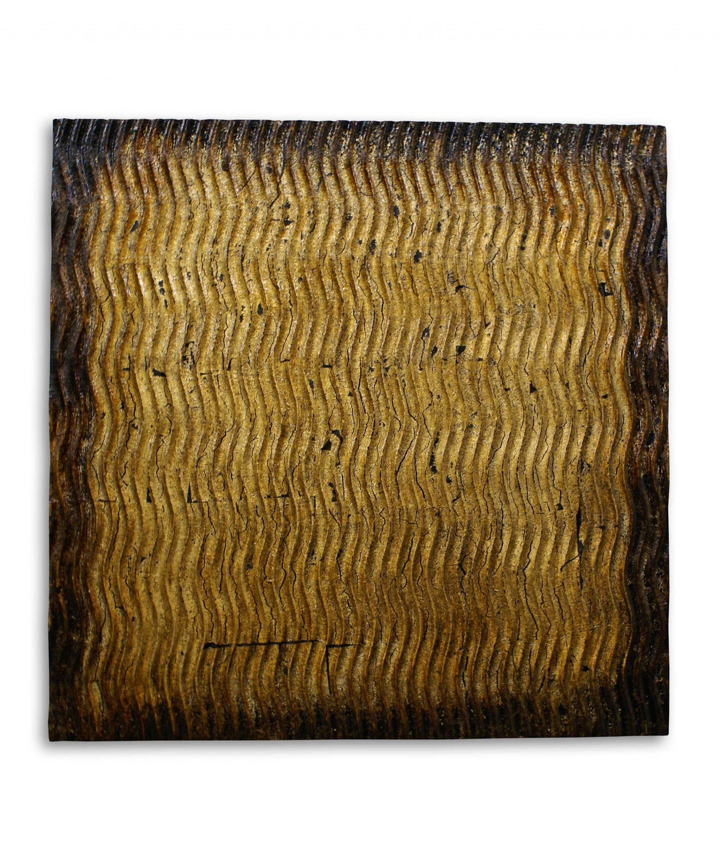 HomeRoots Raw Wood Look Gold Finish Square Wall Art Medium