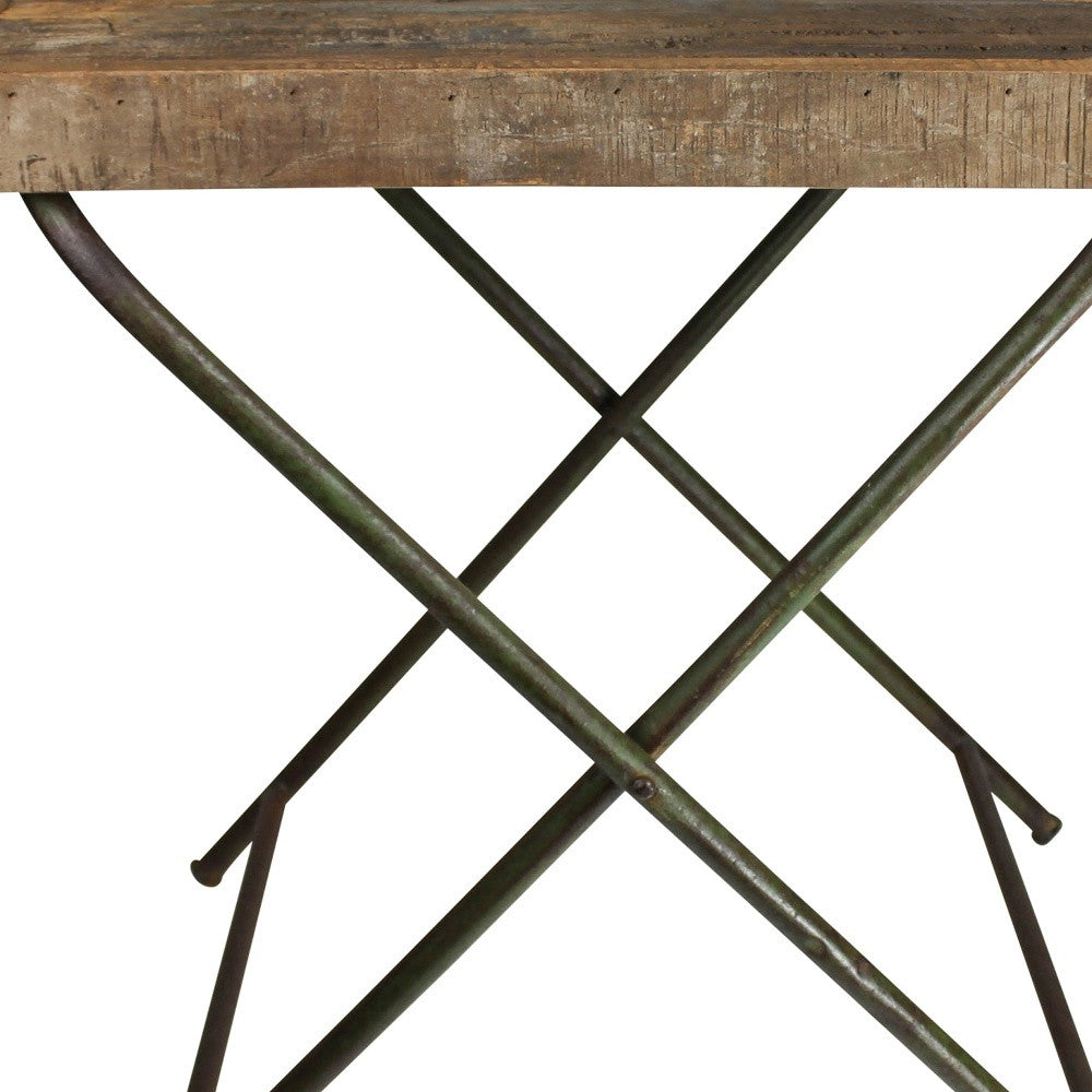 HomeRoots Reclaimed Wood Folding Table in Natural Finish