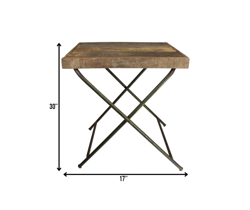 HomeRoots Reclaimed Wood Folding Table in Natural Finish