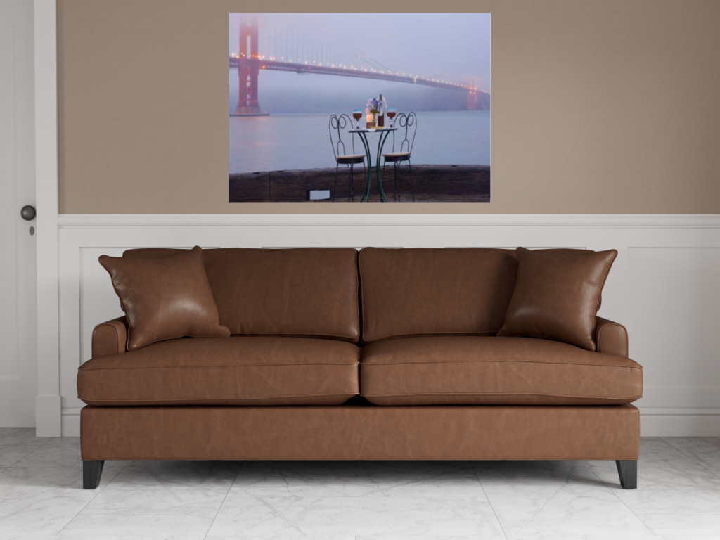 HomeRoots Rectangle Foggy Night Bistro Cafe Golden Gate Bridge 4 Giclee Wrap Canvas Wall Art