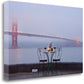 HomeRoots Rectangle Foggy Night Bistro Cafe Golden Gate Bridge 4 Giclee Wrap Canvas Wall Art