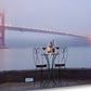 HomeRoots Rectangle Foggy Night Bistro Cafe Golden Gate Bridge 4 Giclee Wrap Canvas Wall Art