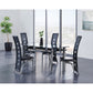 HomeRoots Rectangular Glass Top With Black Trim Dining Table