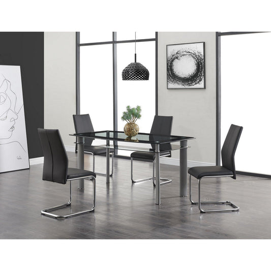 HomeRoots Rectangular Glass Top With Black Trim Dining Table