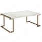 HomeRoots Rectangular Marble Top With Champagne Metal Base Cofee Table