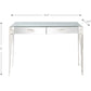 HomeRoots Rectangular Striped Falling Console Table in Silver Finish