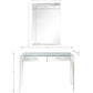 HomeRoots Rectangular Striped Falling Mirror and Console Table in Silver Finish