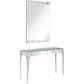 HomeRoots Rectangular Striped Falling Mirror and Console Table in Silver Finish