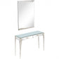 HomeRoots Rectangular Striped Falling Mirror and Console Table in Silver Finish