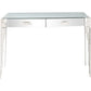 HomeRoots Rectangular Striped Falling Mirror and Console Table in Silver Finish