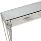 HomeRoots Rectangular Striped Falling Mirror and Console Table in Silver Finish