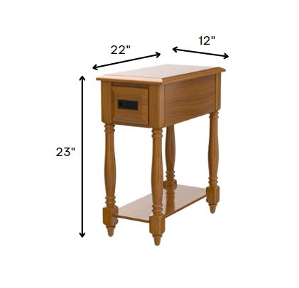 HomeRoots Rectangular Wood Side Table With Light Oak Finish