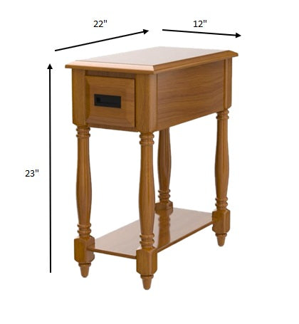 HomeRoots Rectangular Wood Side Table With Light Oak Finish