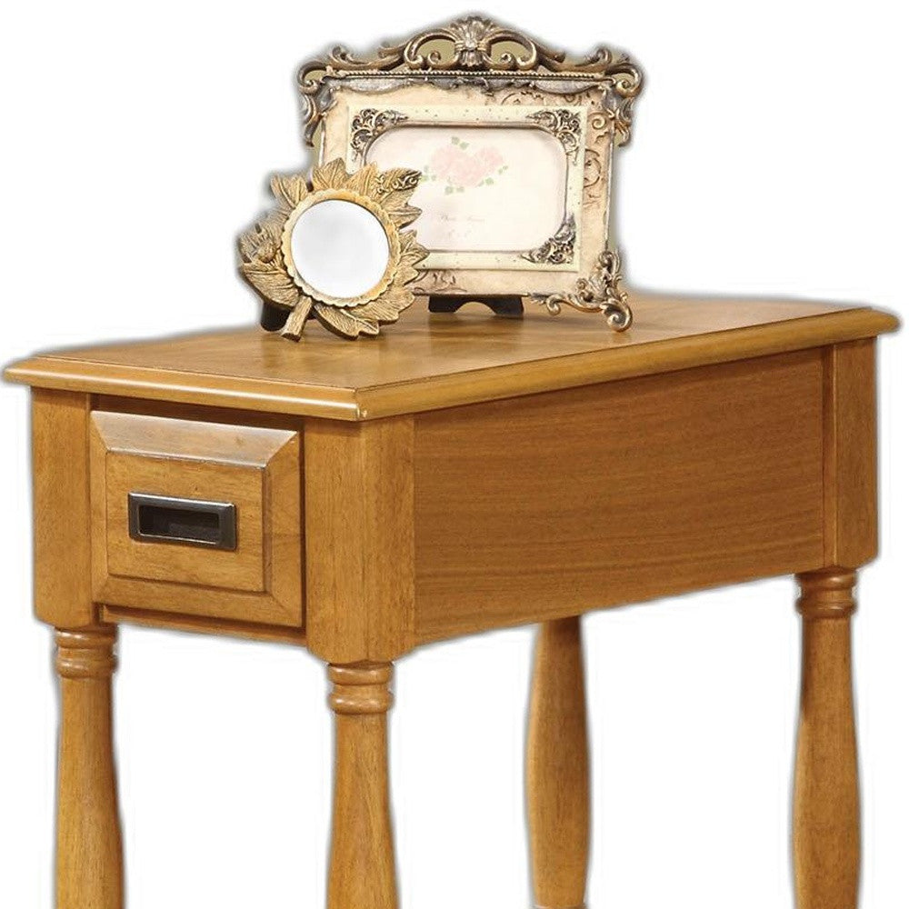 HomeRoots Rectangular Wood Side Table With Light Oak Finish
