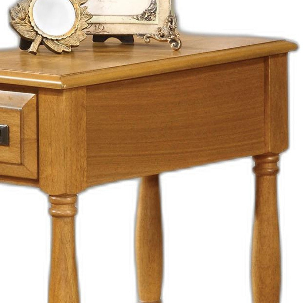 HomeRoots Rectangular Wood Side Table With Light Oak Finish