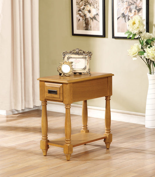 HomeRoots Rectangular Wood Side Table With Light Oak Finish