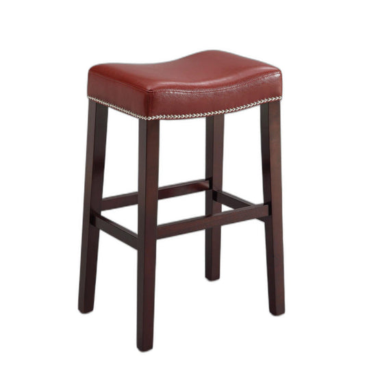 HomeRoots Red And Espresso Bar Stool In Set Of Two