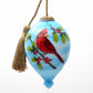 HomeRoots Red Cardinal on Christmas Holly Branches Hand Painted Mouth Blown Glass Ornament
