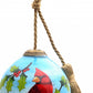 HomeRoots Red Cardinal on Christmas Holly Branches Hand Painted Mouth Blown Glass Ornament
