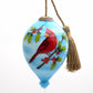 HomeRoots Red Cardinal on Christmas Holly Branches Hand Painted Mouth Blown Glass Ornament