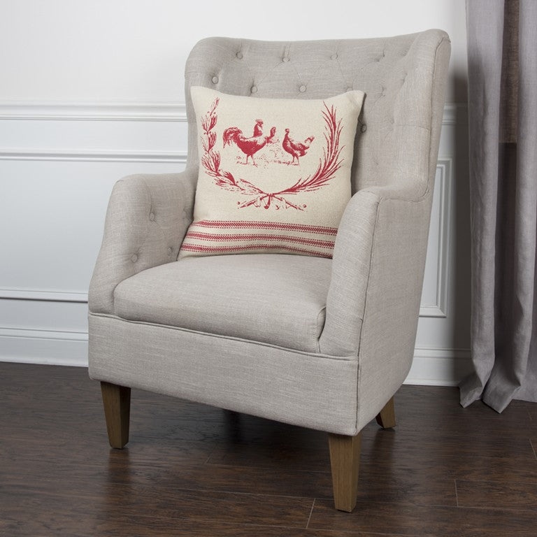 HomeRoots Red Distressed Farmhouse Throw Pillow