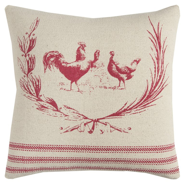 HomeRoots Red Distressed Farmhouse Throw Pillow