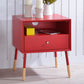 HomeRoots Red End Table with Natural Wood Dipped Legs