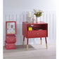 HomeRoots Red End Table with Natural Wood Dipped Legs