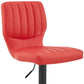 HomeRoots Red Faux Leather Textured Adjustable Bar Stool