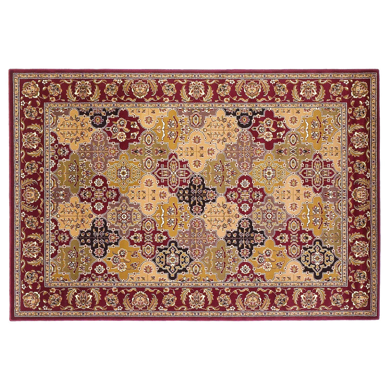 HomeRoots Red Machine Woven Traditional Quatrefoil Octagon Indoor Area Rug