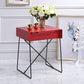 HomeRoots Red Modern Metal End Table with Drawer
