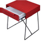 HomeRoots Red Modern Metal End Table with Drawer