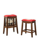 HomeRoots Red & Oak Bar Stool, Set of 2
