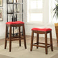 HomeRoots Red & Oak Bar Stool, Set of 2