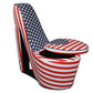 HomeRoots Red White and Blue Patriotic High Heel Shoe Storage Chair in Print 3 Finish
