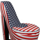 HomeRoots Red White and Blue Patriotic High Heel Shoe Storage Chair in Print 3 Finish