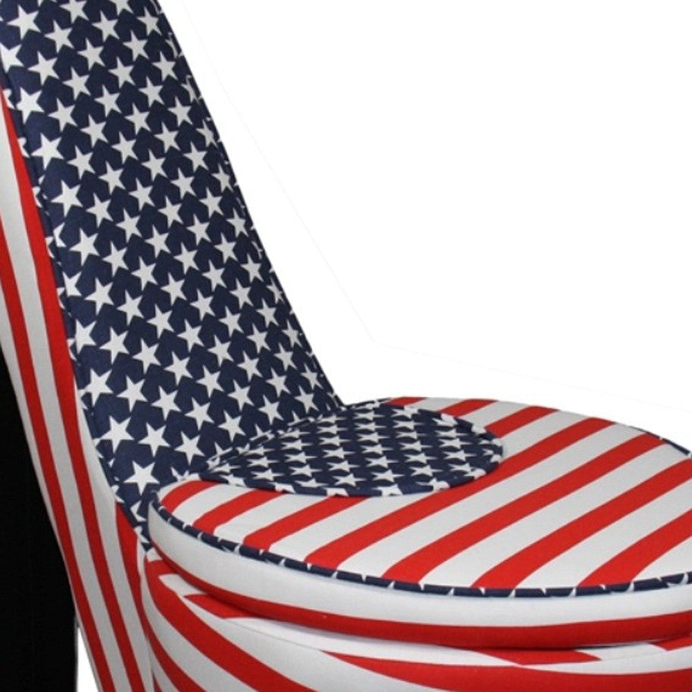 HomeRoots Red White and Blue Patriotic High Heel Shoe Storage Chair in Print 3 Finish